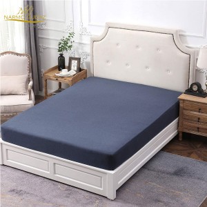 Double Bed Jersey Knit Fitted | Solid Color | Comfortable Bedsheet For King Bed JRSY-Navy Blue-King